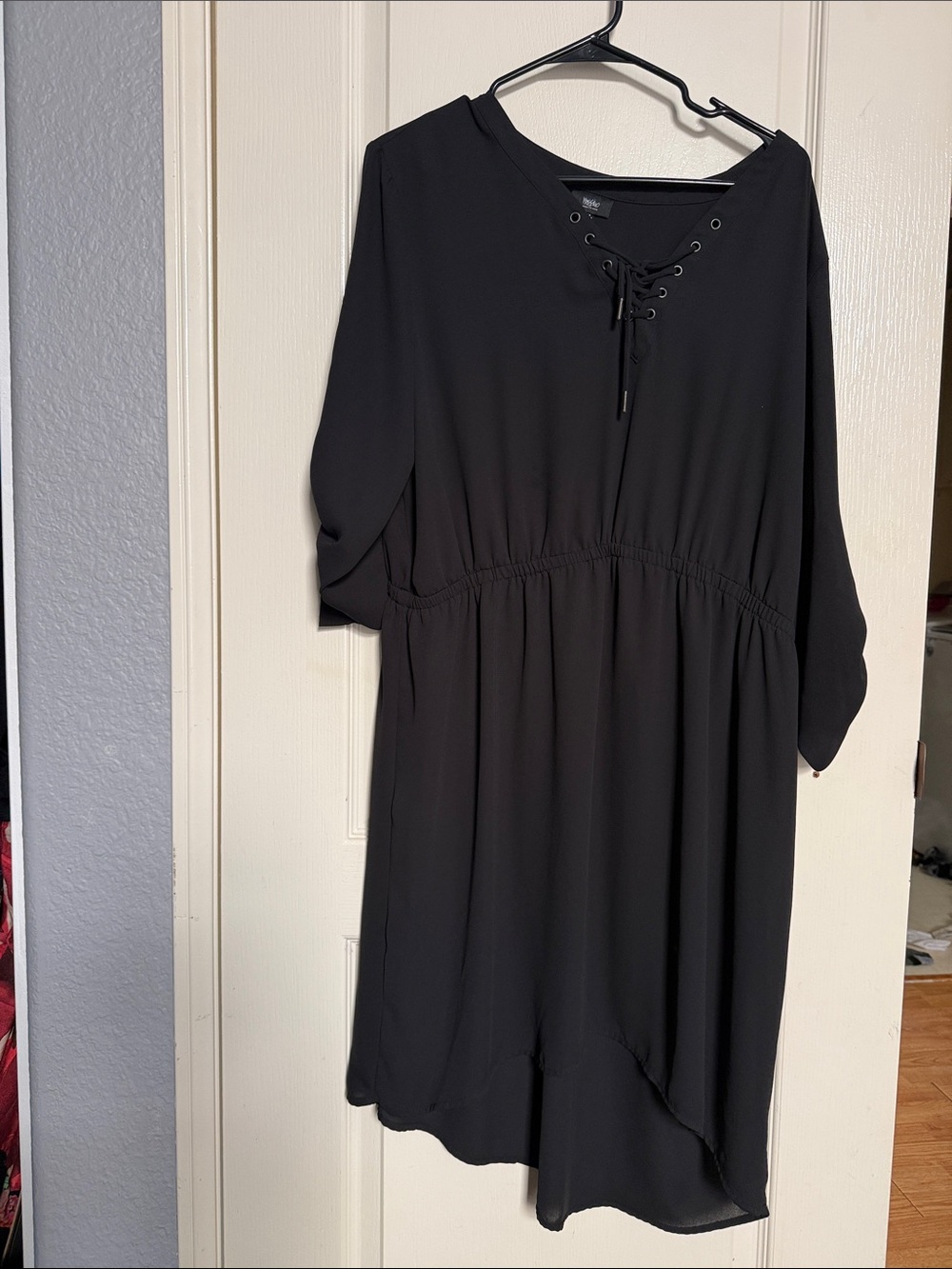 Mossimo Supply Co. Black Lace-Up V-Neck Midi Dress